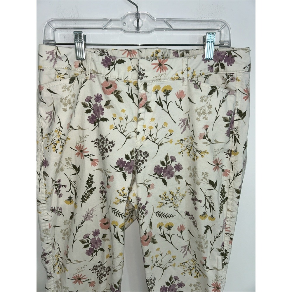 Old Navy Pixie Size 8 Tall Skinny Jeans Floral Denim White Four Pockets